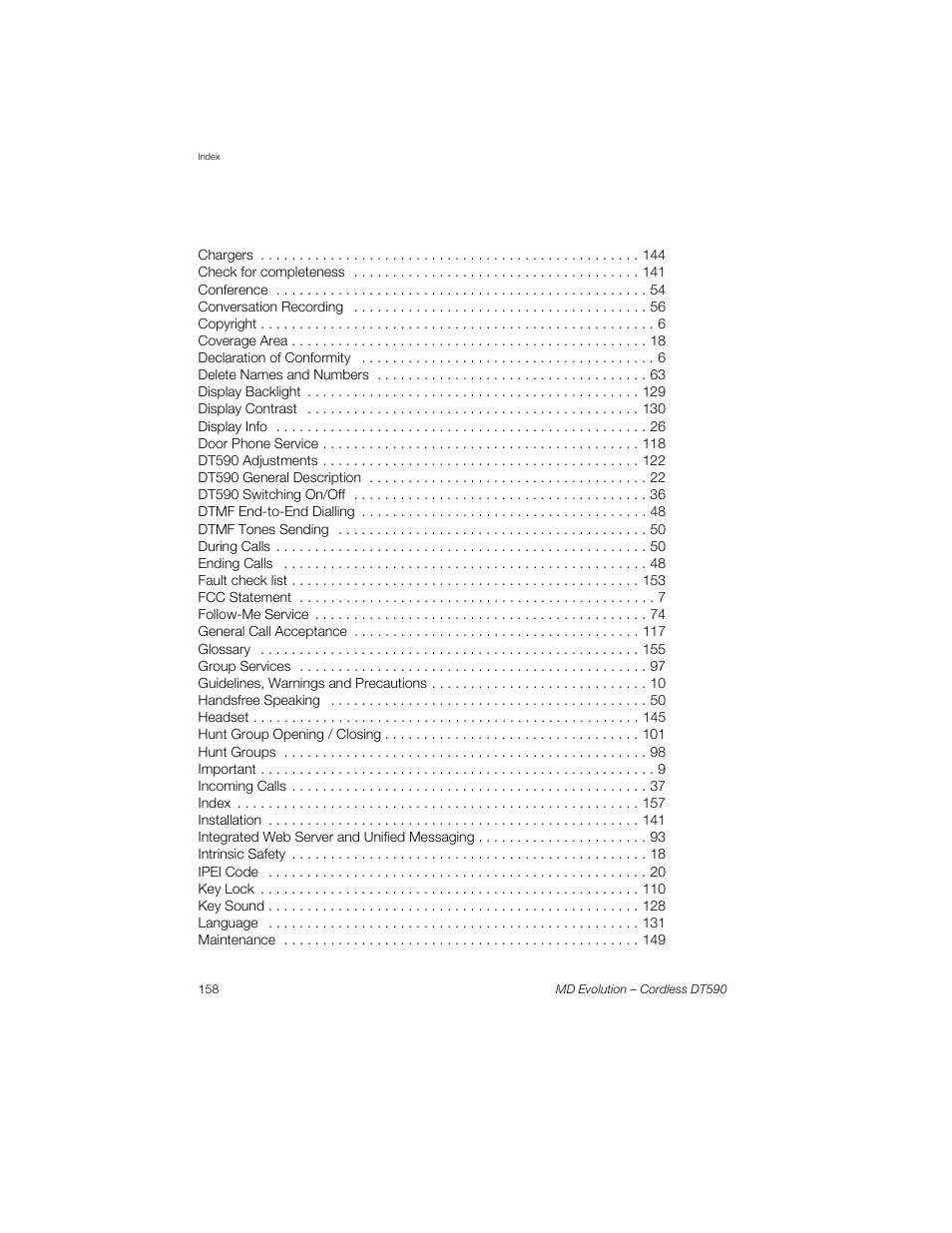 Sony Ericsson Cordless DT590 User Manual | Page 158 / 164