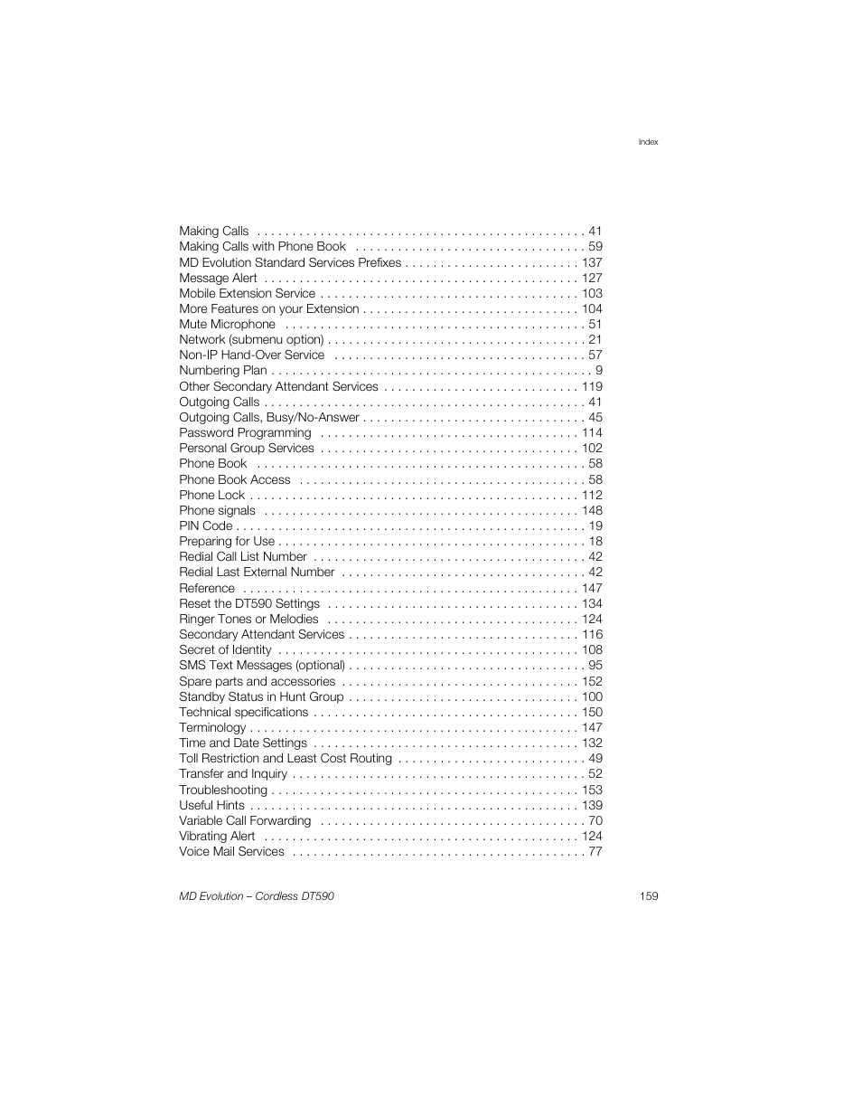 Sony Ericsson Cordless DT590 User Manual | Page 159 / 164