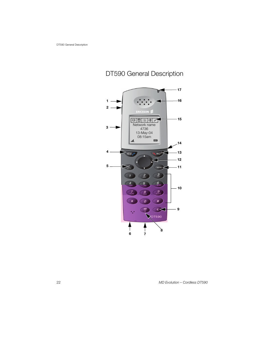 Dt590 general description | Sony Ericsson Cordless DT590 User Manual | Page 22 / 164