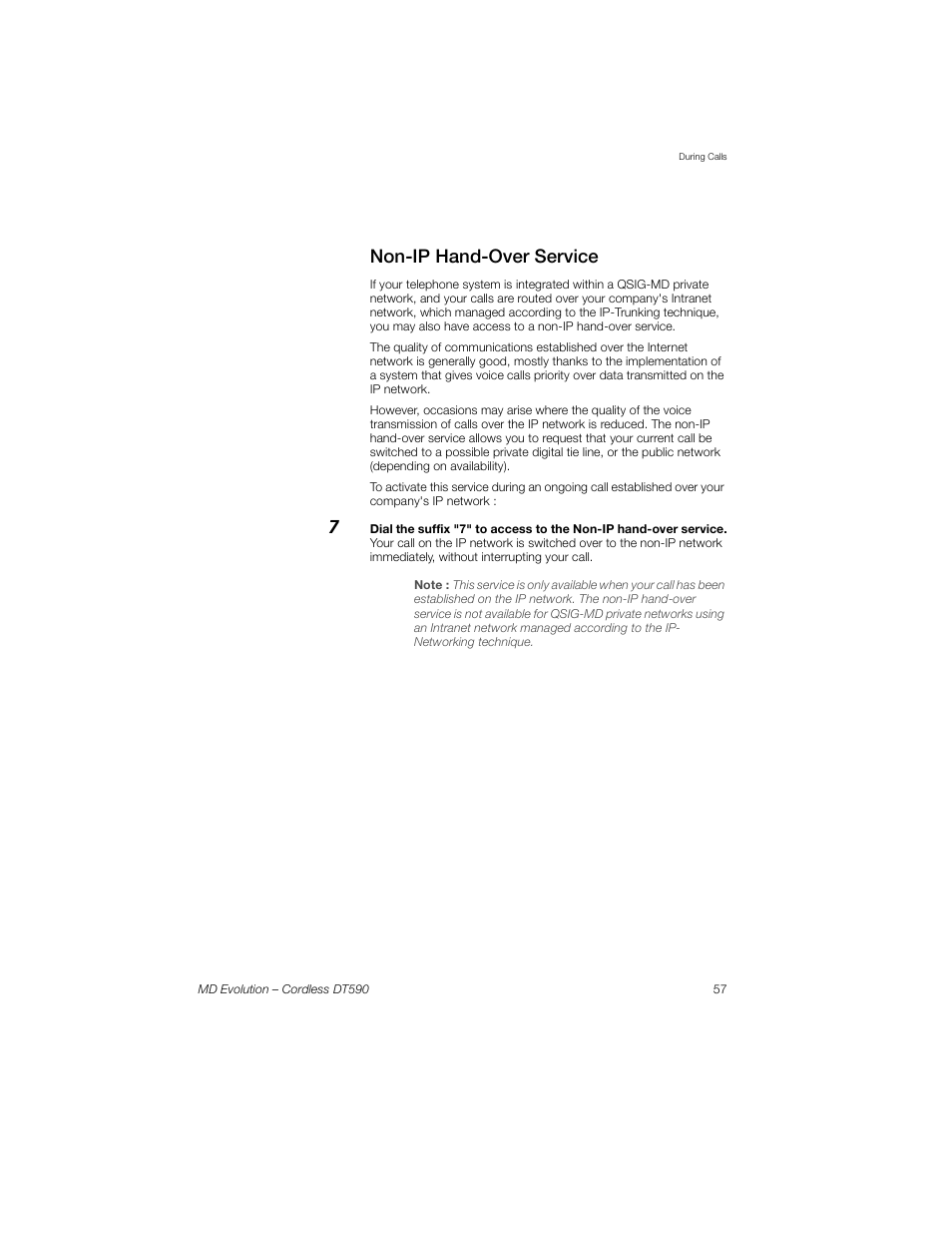 Non-ip hand-over service | Sony Ericsson Cordless DT590 User Manual | Page 57 / 164