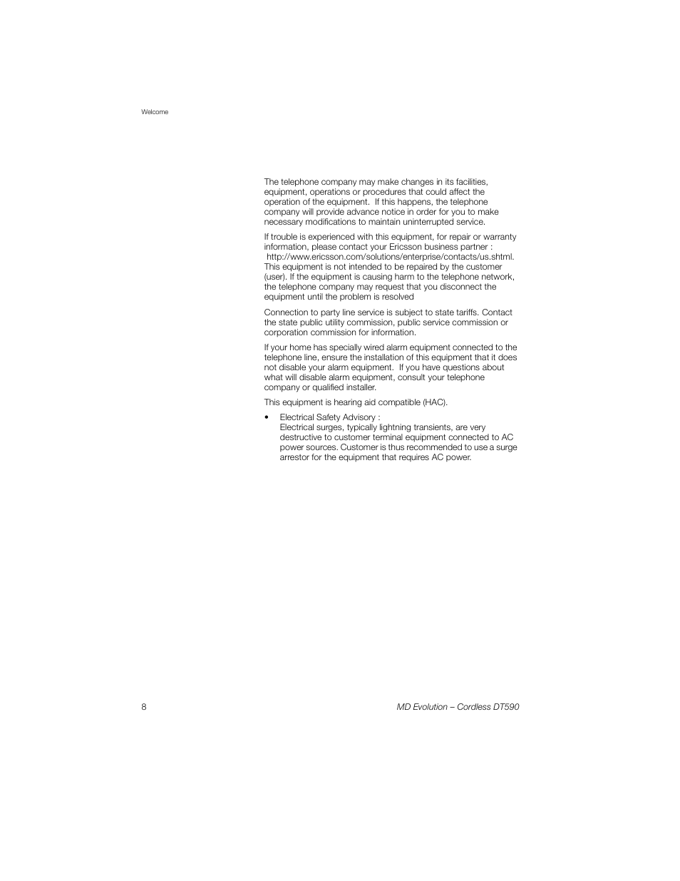 Sony Ericsson Cordless DT590 User Manual | Page 8 / 164