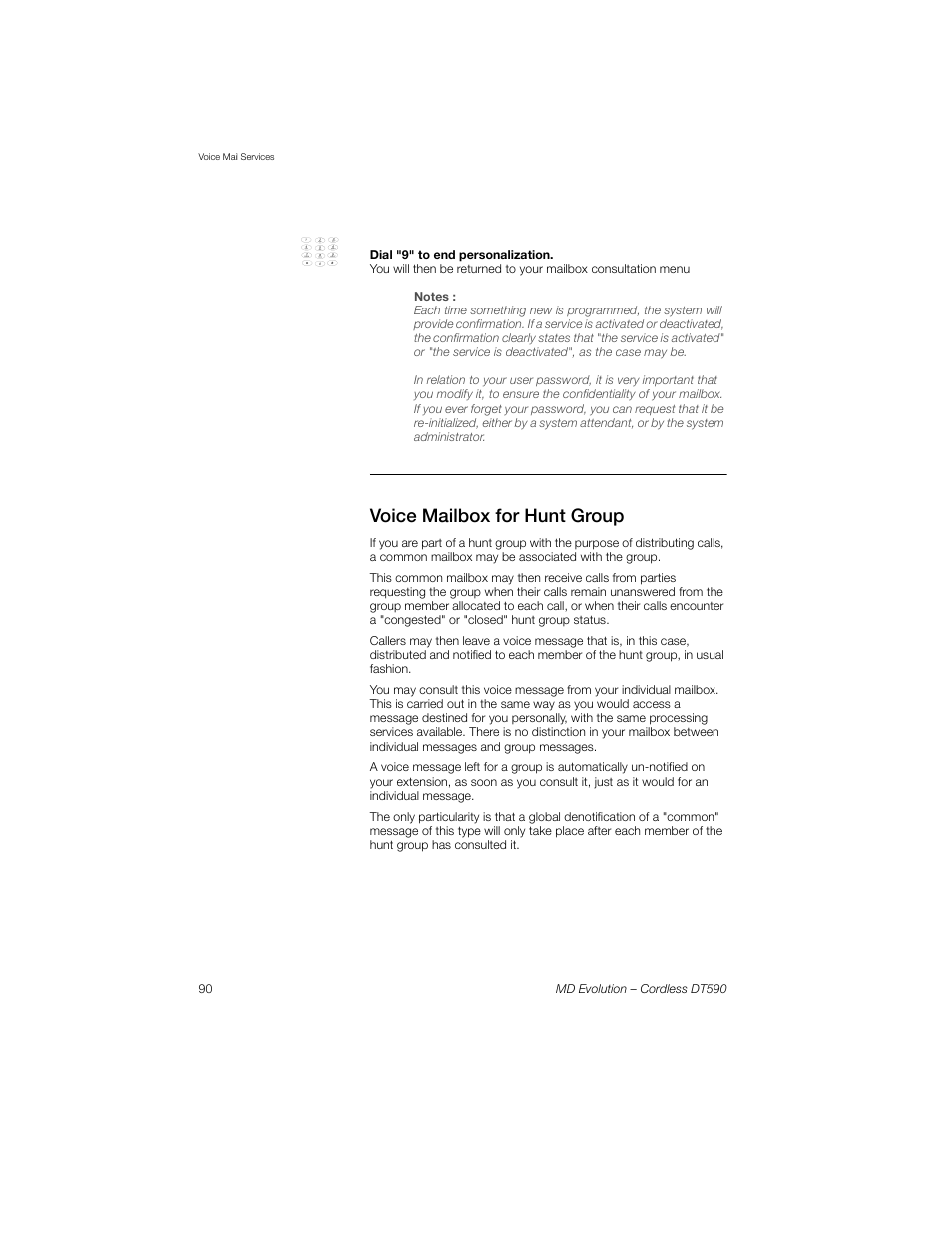 Voice mailbox for hunt group | Sony Ericsson Cordless DT590 User Manual | Page 90 / 164