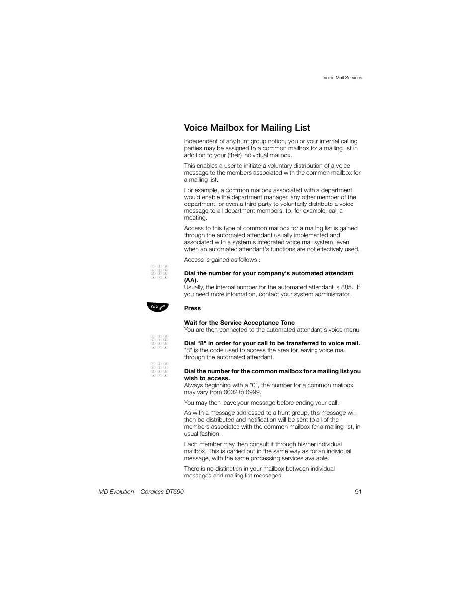 Voice mailbox for mailing list | Sony Ericsson Cordless DT590 User Manual | Page 91 / 164