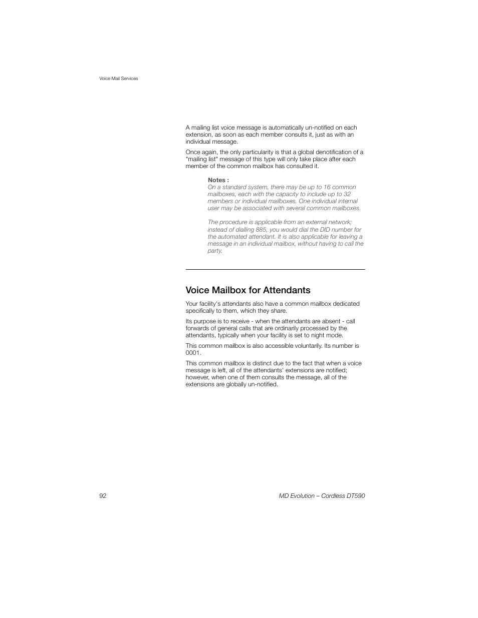 Voice mailbox for attendants | Sony Ericsson Cordless DT590 User Manual | Page 92 / 164