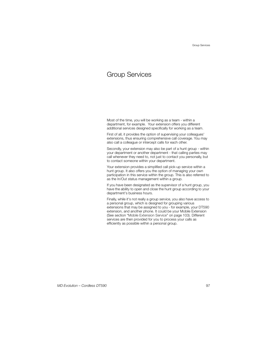 Group services | Sony Ericsson Cordless DT590 User Manual | Page 97 / 164