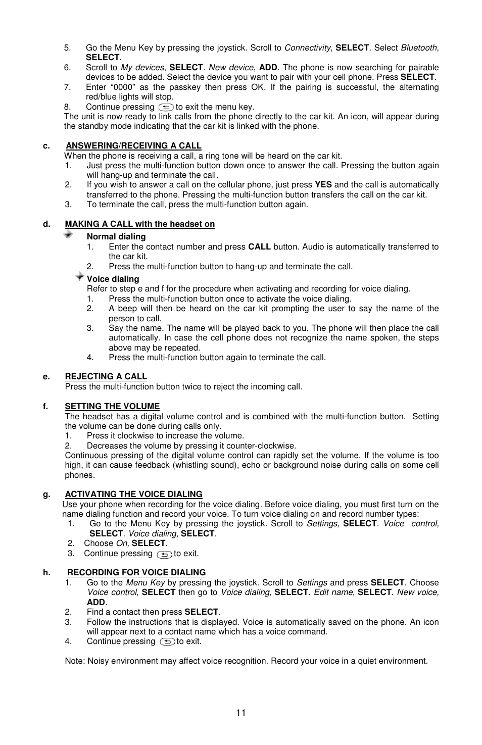 Sony Ericsson Bluetooth Enabled Hands-Free Kit /Headset User Manual | Page 12 / 20