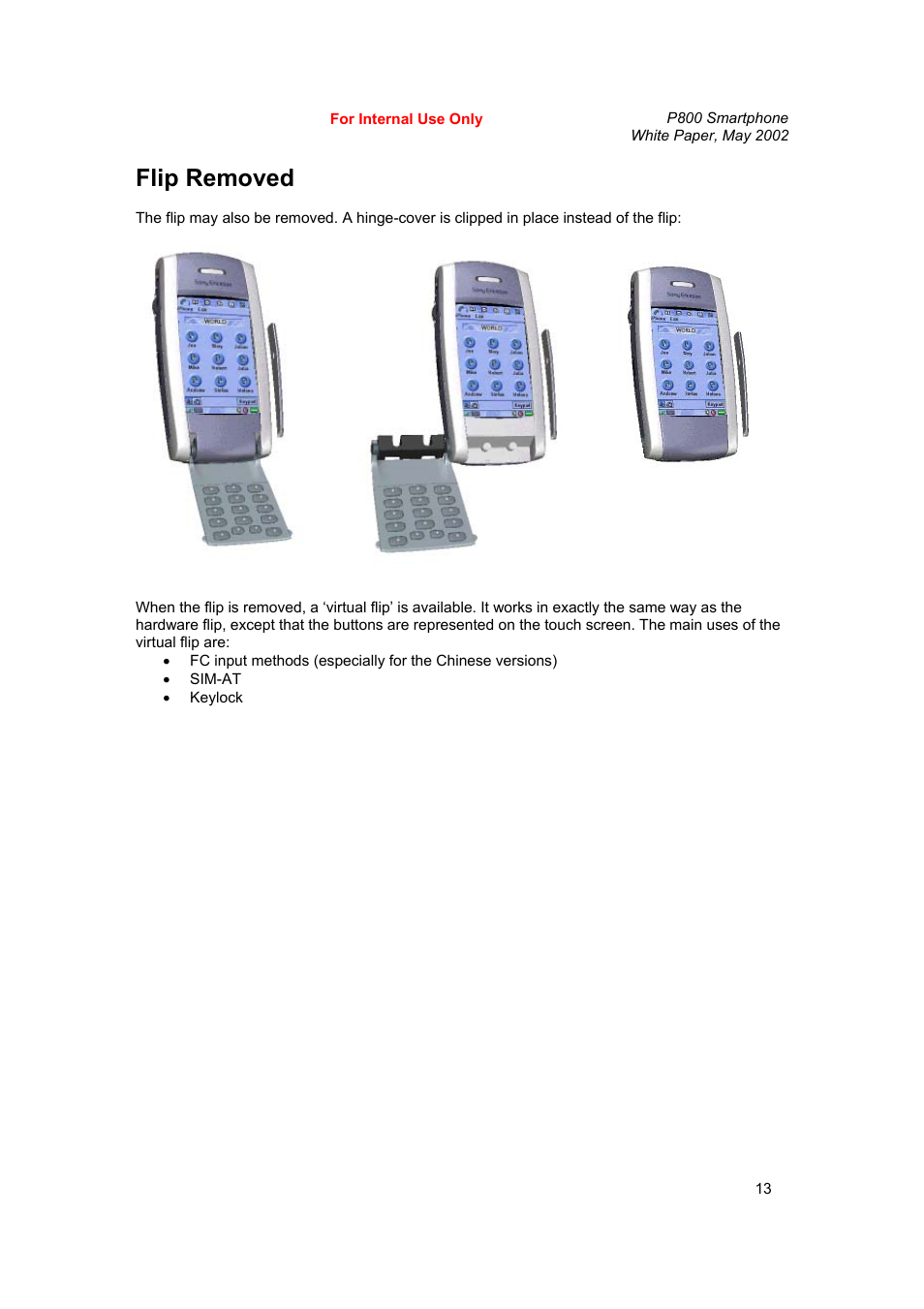 Flip removed | Sony Ericsson P802 User Manual | Page 13 / 90