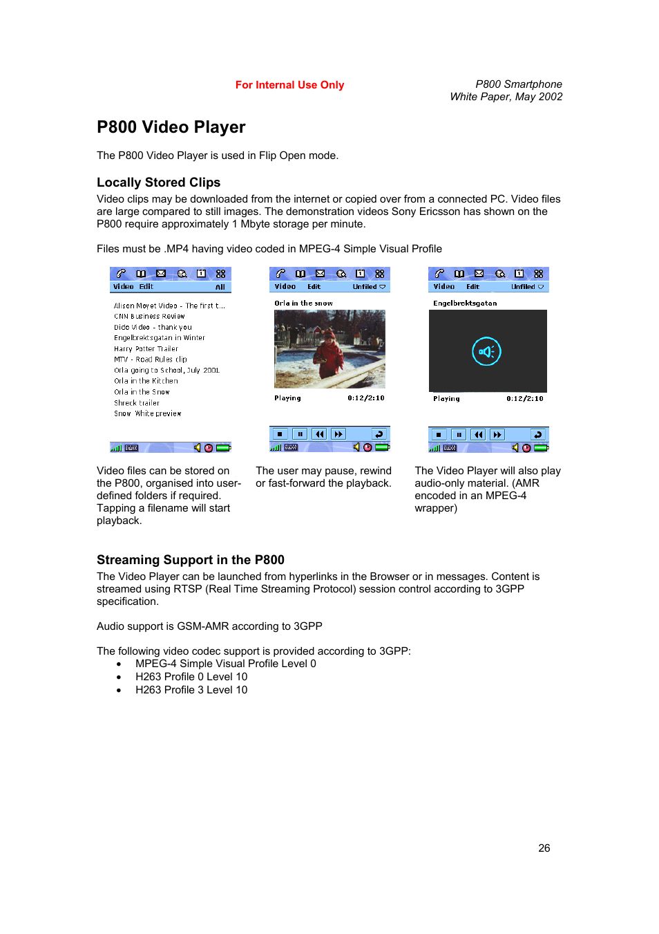 P800 video player | Sony Ericsson P802 User Manual | Page 26 / 90