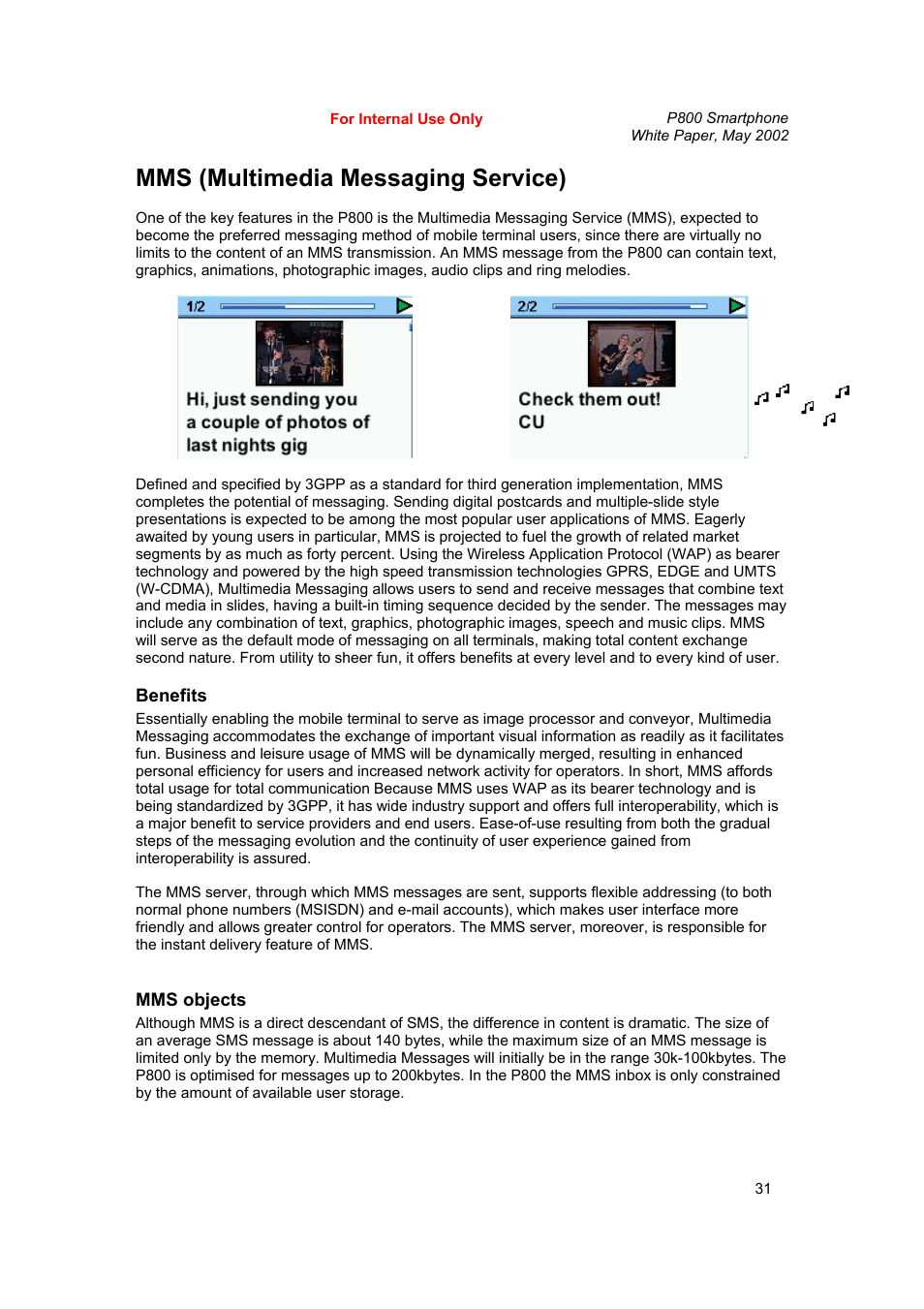 Mms (multimedia messaging service) | Sony Ericsson P802 User Manual | Page 31 / 90