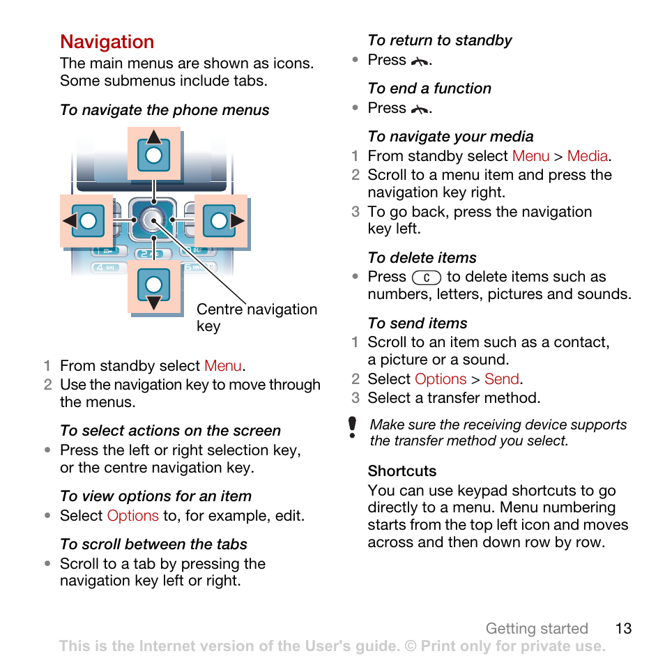 Navigation | Sony Ericsson Cyber-shot C702 User Manual | Page 15 / 86