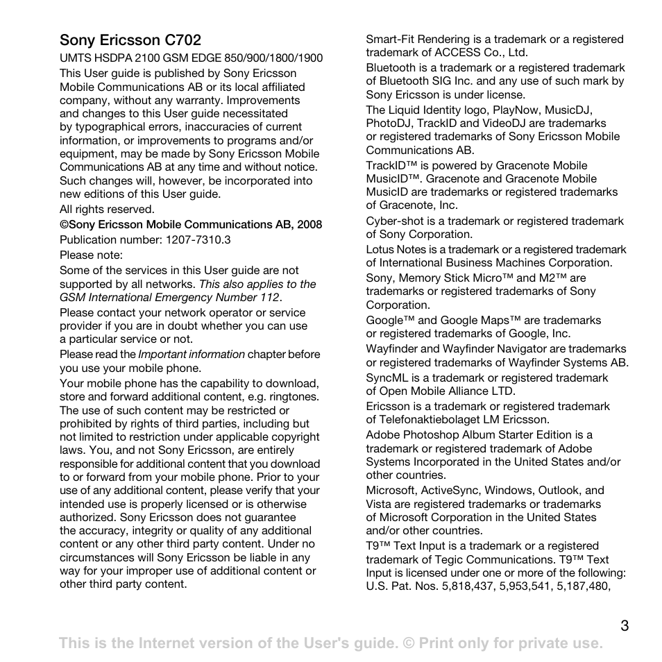 Sony Ericsson Cyber-shot C702 User Manual | Page 5 / 86