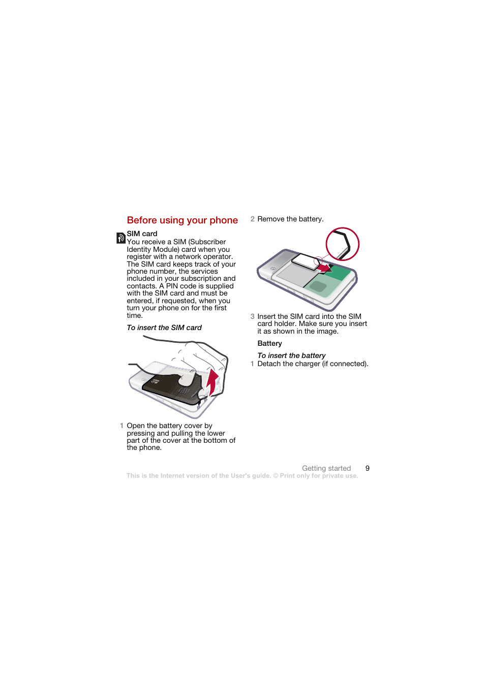 Before using your phone | Sony Ericsson G900 User Manual | Page 11 / 72