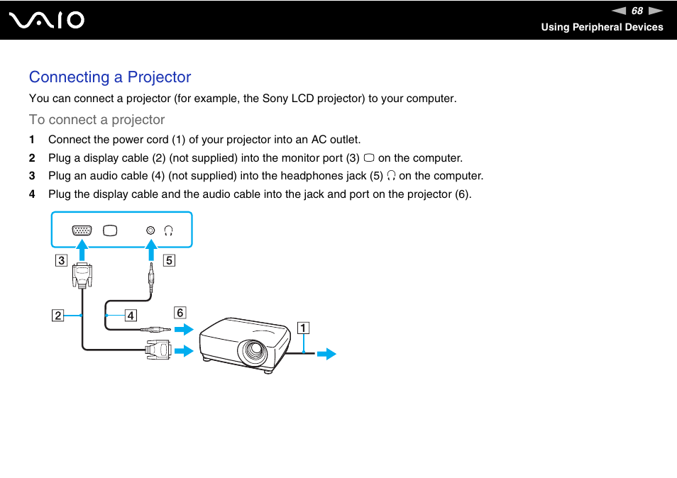 Connecting a projector | Sony VGN-NS150J User Manual | Page 68 / 171