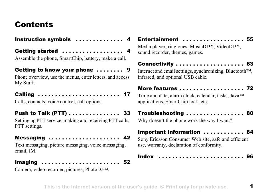 Sony Ericsson Z525a User Manual | Page 2 / 101
