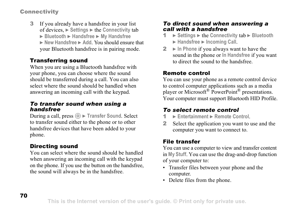 Sony Ericsson Z525a User Manual | Page 71 / 101