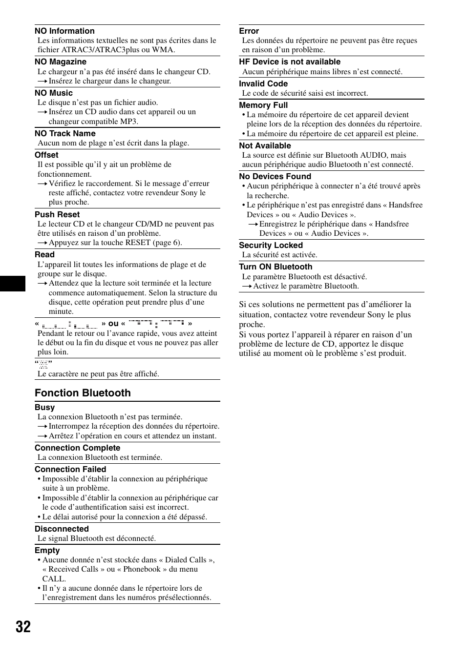 Fonction bluetooth | Sony MEX-BT5100 User Manual | Page 60 / 96