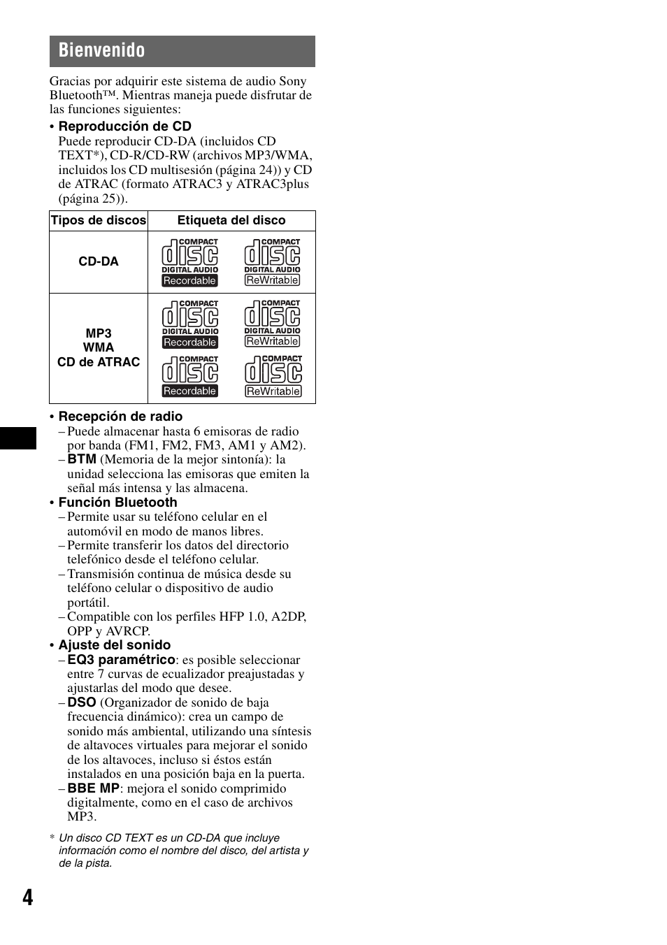 Bienvenido | Sony MEX-BT5100 User Manual | Page 64 / 96