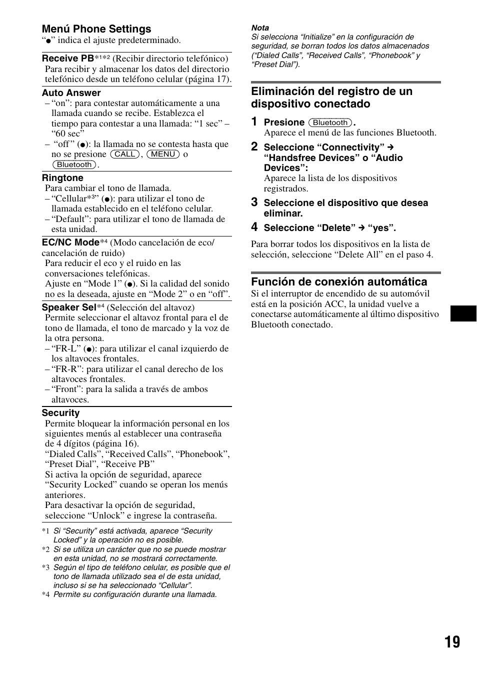 Función de conexión automática | Sony MEX-BT5100 User Manual | Page 79 / 96