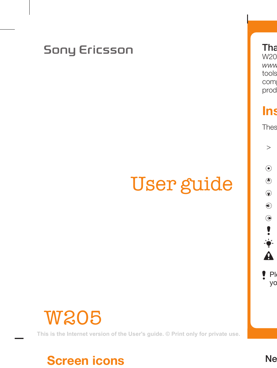 Sony Ericsson WALKMAN W205 User Manual | 39 pages