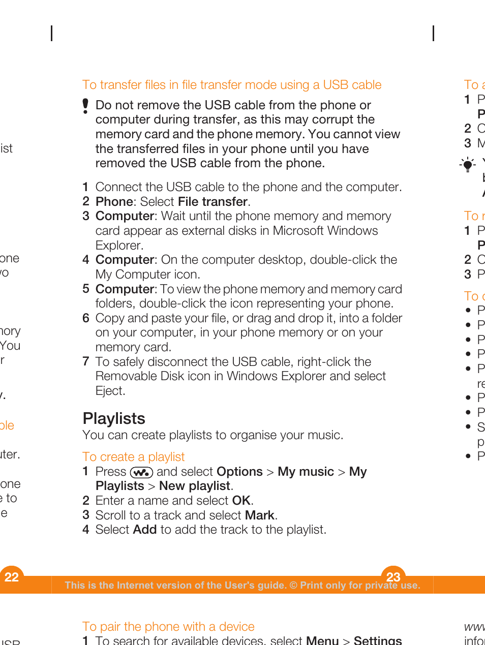 Playlists | Sony Ericsson WALKMAN W205 User Manual | Page 23 / 39
