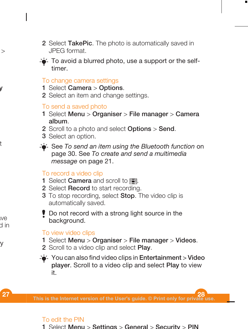 Sony Ericsson WALKMAN W205 User Manual | Page 28 / 39