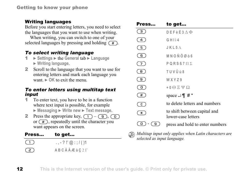 Sony Ericsson K700c User Manual | Page 12 / 100