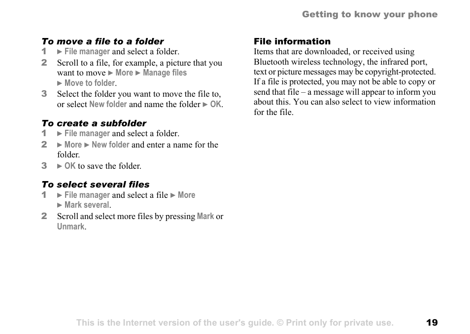 Sony Ericsson K700c User Manual | Page 19 / 100