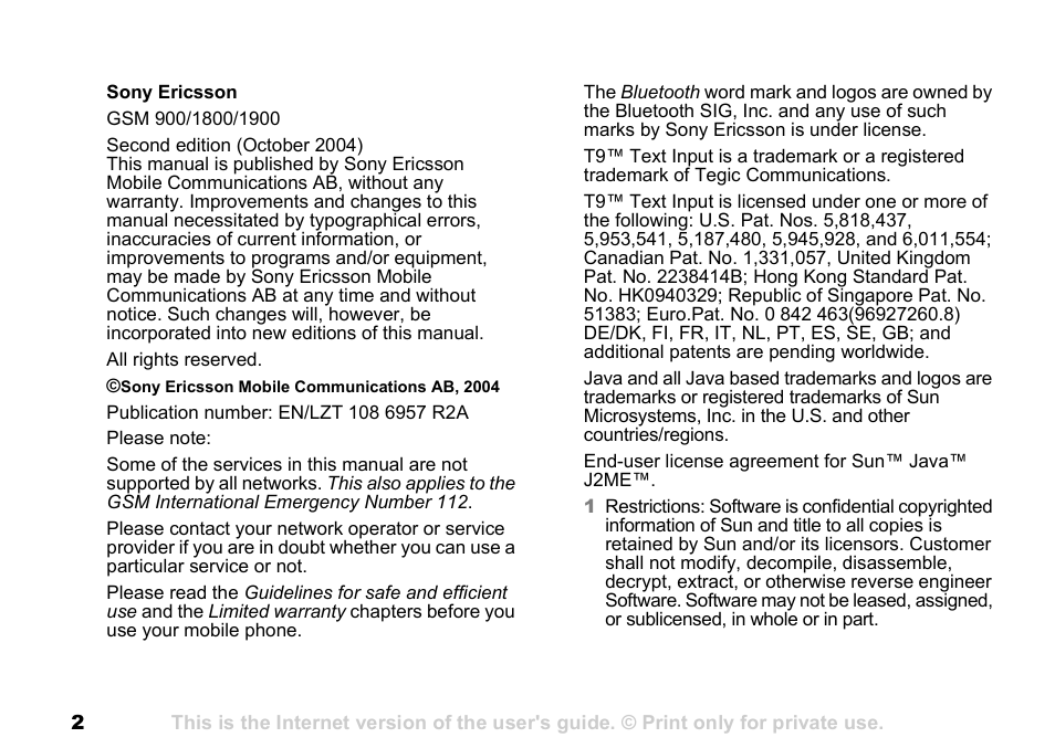 Sony Ericsson K700c User Manual | Page 2 / 100