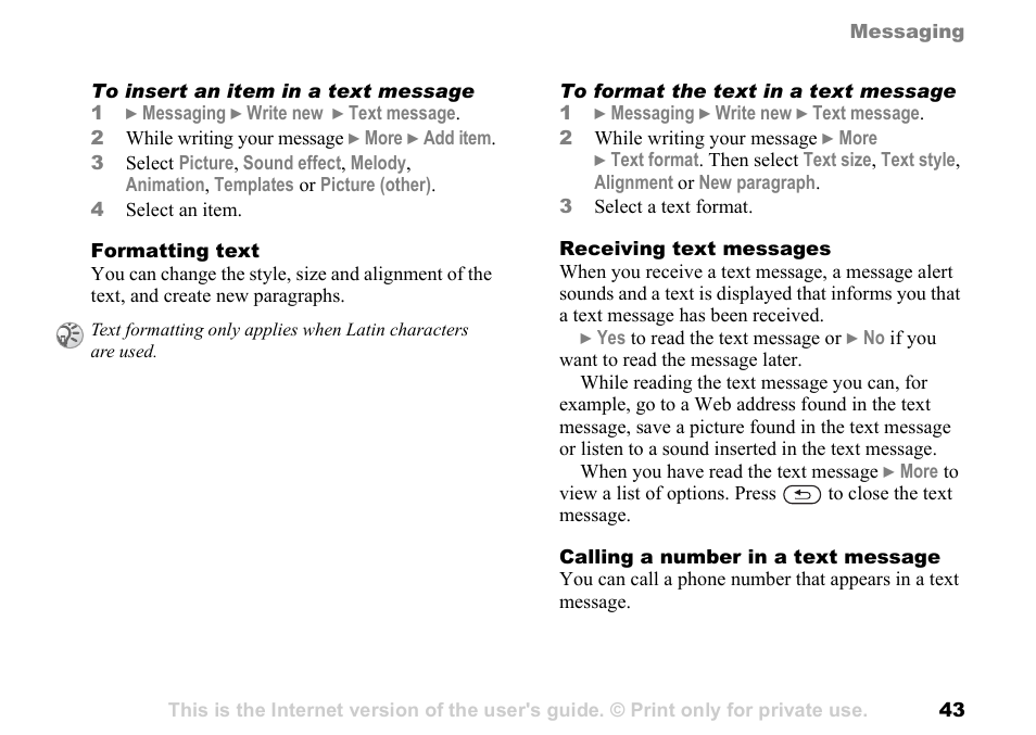 Sony Ericsson K700c User Manual | Page 43 / 100