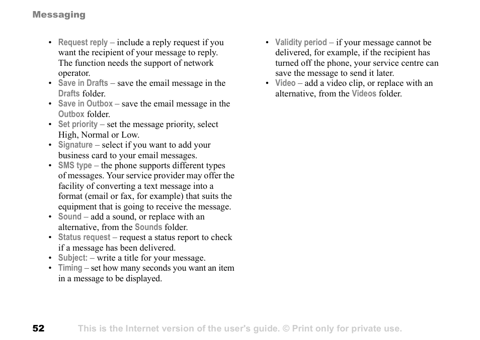 Sony Ericsson K700c User Manual | Page 52 / 100