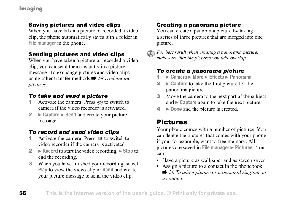 Pictures | Sony Ericsson K700c User Manual | Page 56 / 100