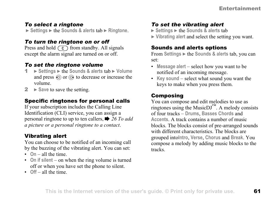 Sony Ericsson K700c User Manual | Page 61 / 100