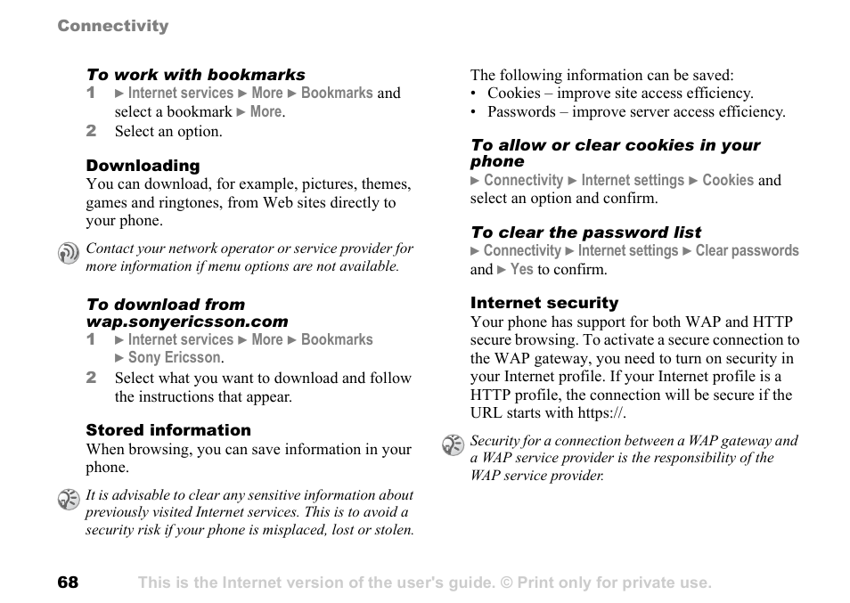 Sony Ericsson K700c User Manual | Page 68 / 100