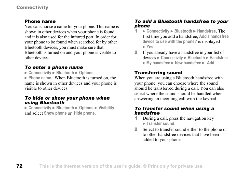 Sony Ericsson K700c User Manual | Page 72 / 100