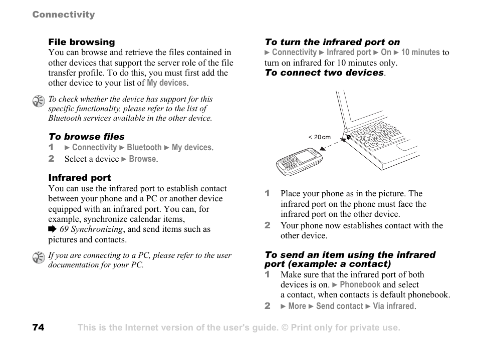 Sony Ericsson K700c User Manual | Page 74 / 100