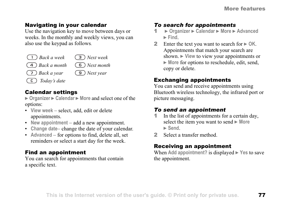 Sony Ericsson K700c User Manual | Page 77 / 100