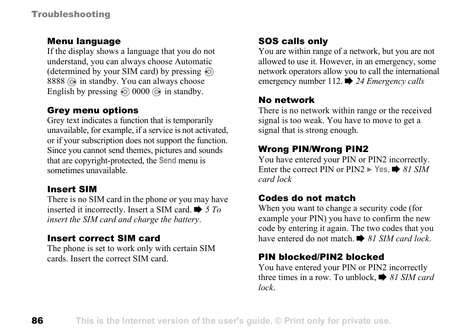 Sony Ericsson K700c User Manual | Page 86 / 100