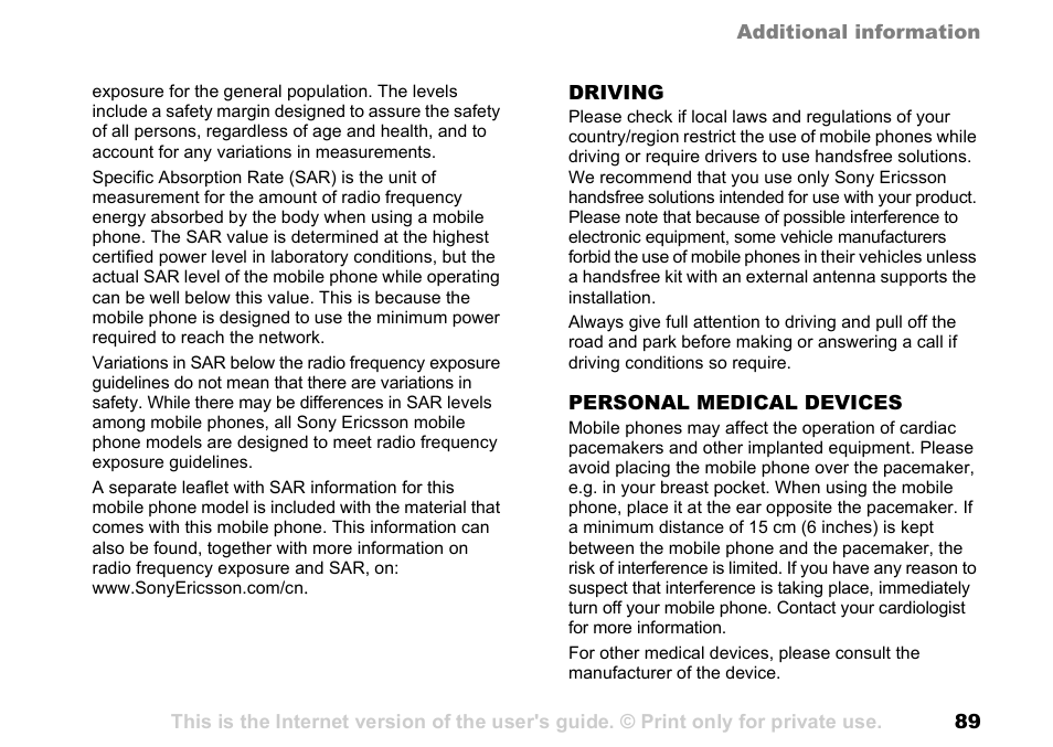 Sony Ericsson K700c User Manual | Page 89 / 100