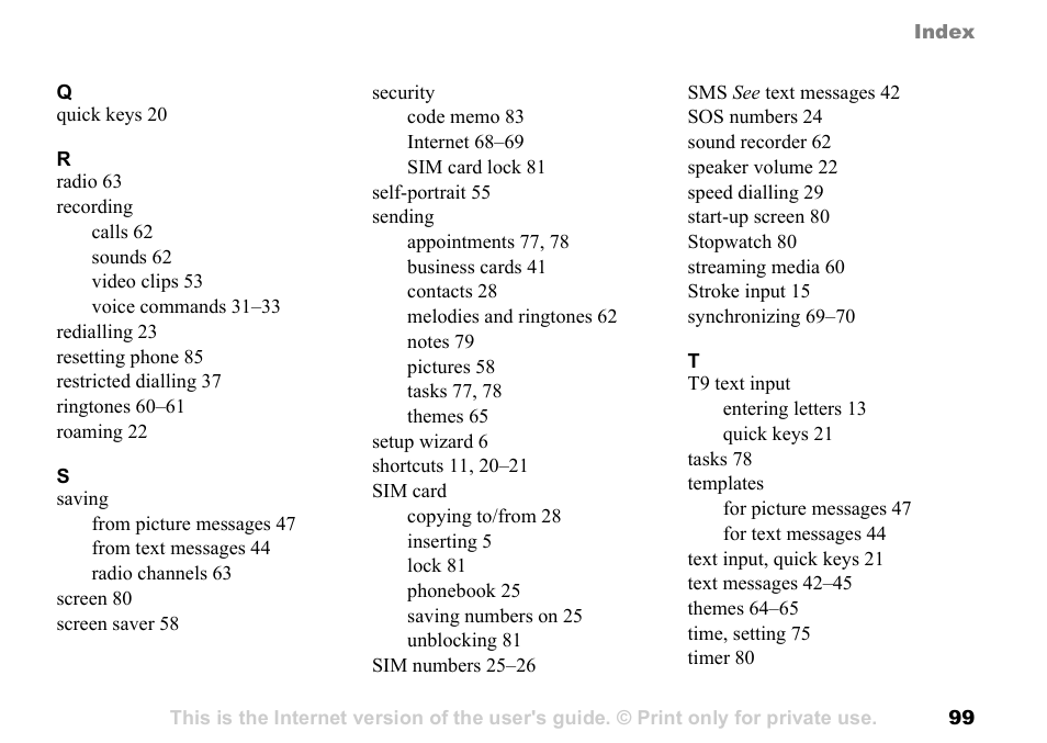 Sony Ericsson K700c User Manual | Page 99 / 100