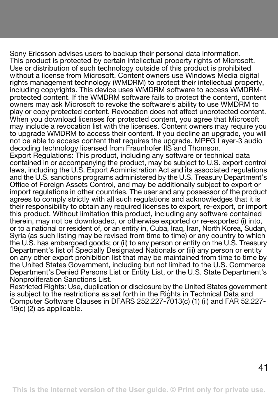 Sony Ericsson J132A User Manual | Page 41 / 42