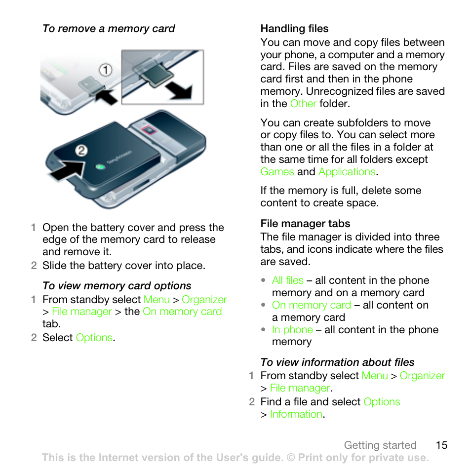 Sony Ericsson G502 User Manual | Page 15 / 83