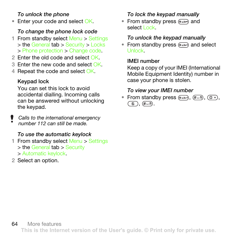 Sony Ericsson G502 User Manual | Page 64 / 83