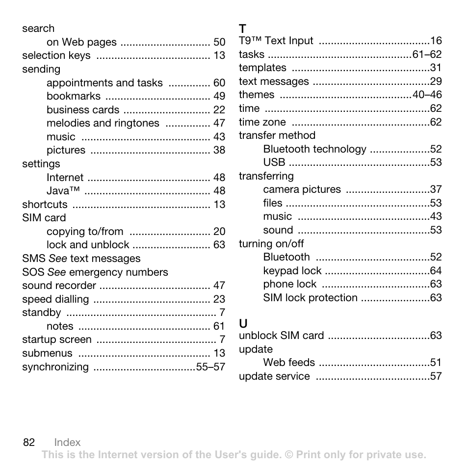 Sony Ericsson G502 User Manual | Page 82 / 83