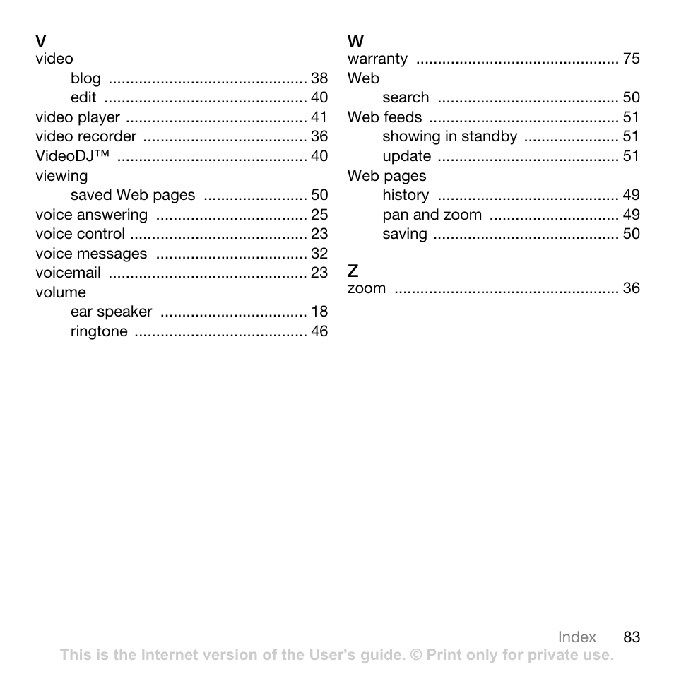 Sony Ericsson G502 User Manual | Page 83 / 83