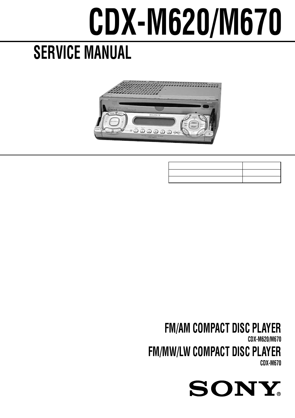 Sony Ericsson CDX-M620 User Manual | 78 pages