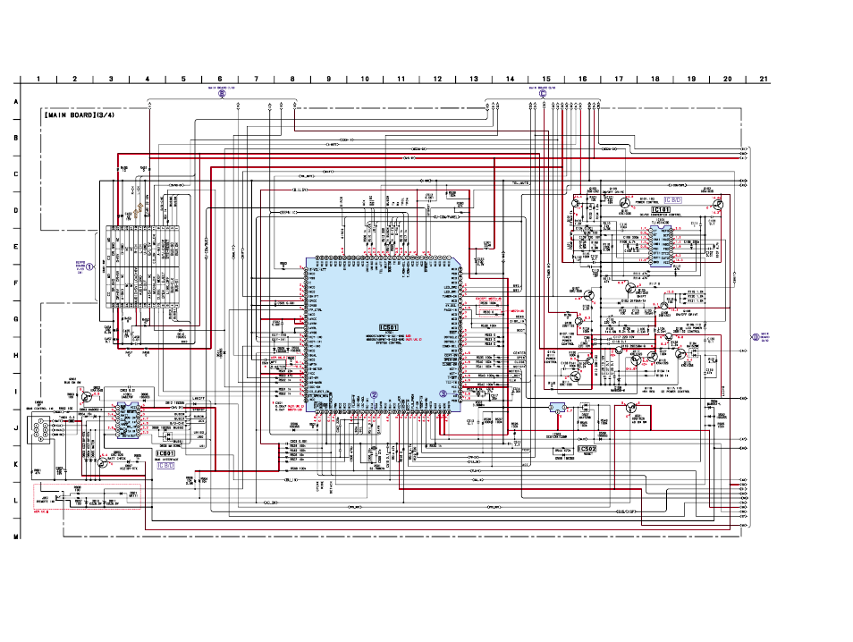 Schematic diagram- main section (3/4), Reset, Batt (l) | Check, Bus on, Cont, Data, Flash w, Close sw, Ina1 | Sony Ericsson CDX-M620 User Manual | Page 46 / 78