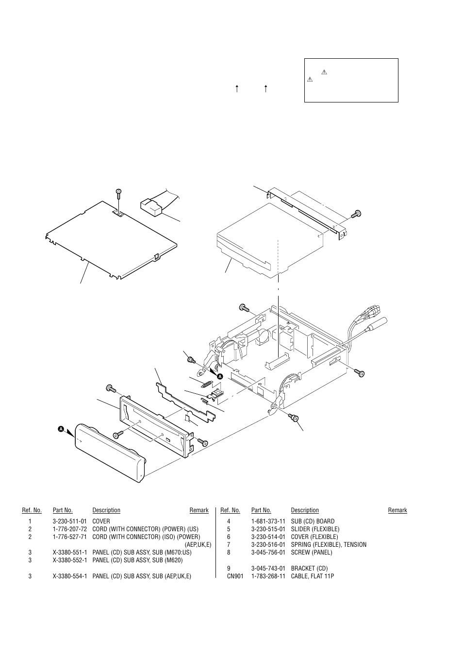 Exploded views, Chassis section | Sony Ericsson CDX-M620 User Manual | Page 56 / 78