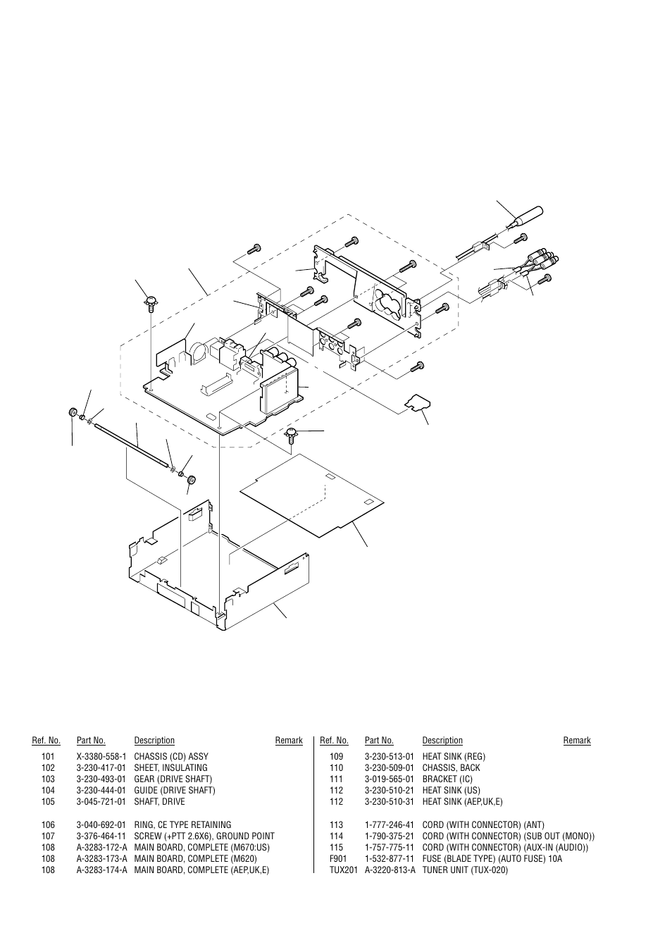 Main board section | Sony Ericsson CDX-M620 User Manual | Page 58 / 78