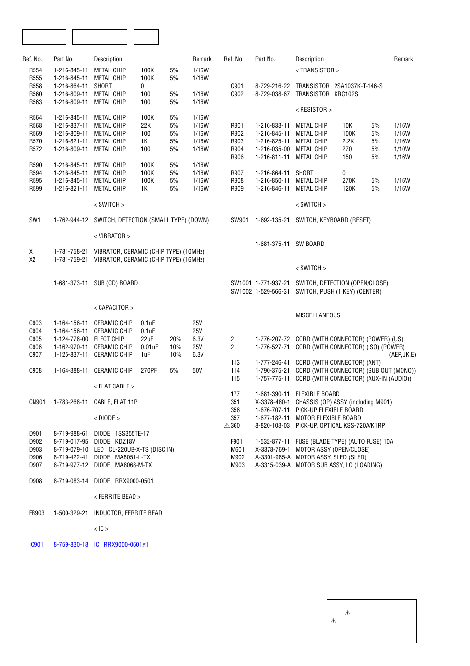 Sub (cd), Sub (cd) servo sw | Sony Ericsson CDX-M620 User Manual | Page 76 / 78