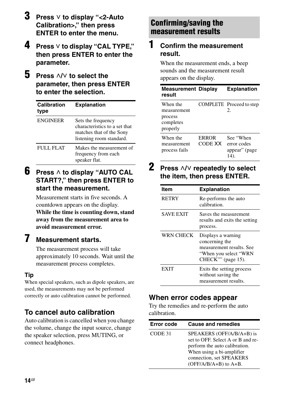 Confirming/saving the measurement results | Sony Ericsson TA-FA1200ES User Manual | Page 14 / 91